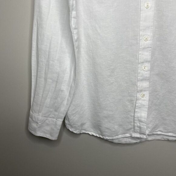 J.CREW Button Up Top Women XS Linen Cotton Blend White Long Sleeve BY035 - Picture 5 of 11